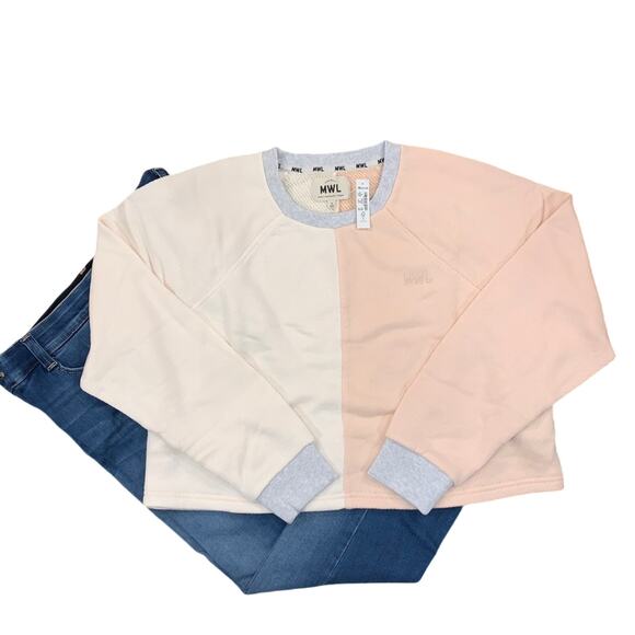 NWT Madewell MWL Airyterry Colorblock Crop Sweatshirt - Picture 1 of 9